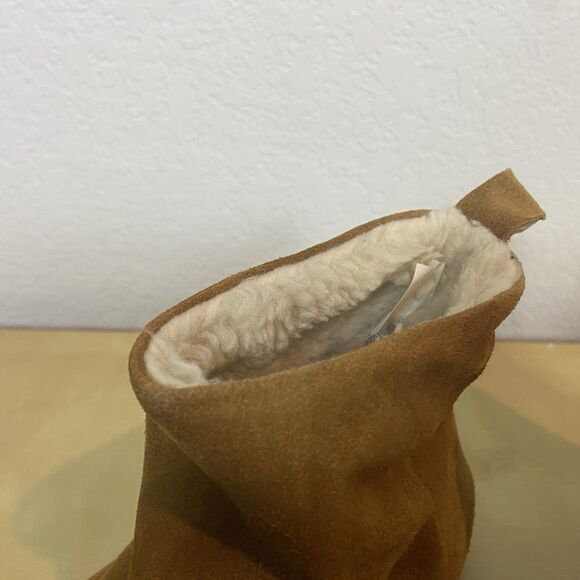 Steve Madden Womens Tommy Boots Brown Leather Moc Toe Slip On Sherpa Lined 8.5M - Picture 4 of 10